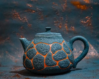 Color Changing Handmade Ceramic Teapot | Heat Reactive Teapot with Hot Water