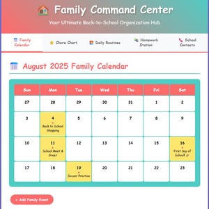 Digital Family Planner, Family Back-to-School Organizer, Kids Chore Chart, School Organization Bundle, Instant PDF Download