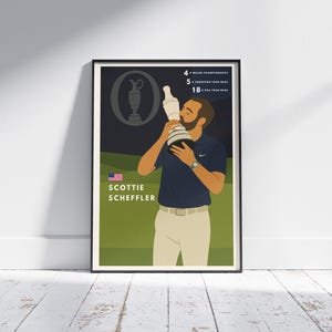 Scottie Scheffler Poster | Scottie Scheffler Open Win | Golf Poster | Golf Print, Golf Wall Art | Sports Poster | Golf Wall Decor
