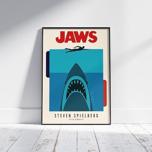 Jaws Poster | Jaws Print | Movie Poster | Film Print | Classic Movie Artwork | Steven Spielberg Poster | Shark Poster | Wall Art