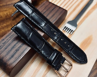 Handmade Alligator Leather Watch Strap, Personalized Gift
