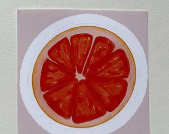 Pegatina de naranja sanguina con fruta tropical (vinilo mate resistente al agua) / hecha a mano / núcleo Jumino