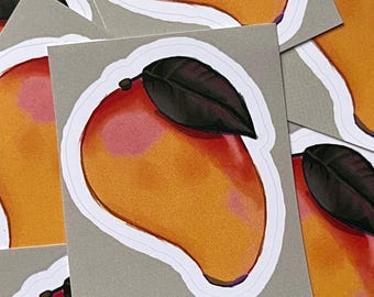 Pegatina de fruta de mango (vinilo mate resistente al agua) / hecha a mano / para diario / scrapbooking