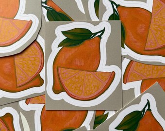 Pegatina de fruta con diseño de limón (vinilo mate resistente al agua) / hecha a mano