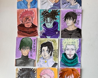Impresiones artísticas de acuarela de Jujutsu Kaisen / Tarjetas coleccionables de anime y manga (6,35 x 8,9 cm)