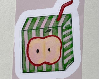Adhesivo nostálgico de cartón de zumo de manzana (vinilo mate resistente al agua) / hecho a mano / núcleo Jumino