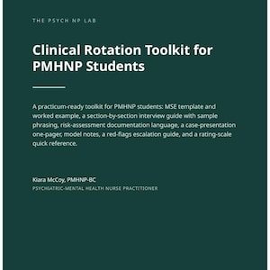 Kit de herramientas para rotaciones clínicas para estudiantes de enfermería especializada en salud mental: plantilla de evaluación del estado mental, guía de entrevista, presentación de casos y señales de alerta.
