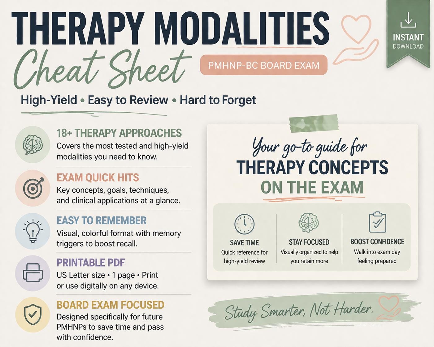 PMHNP-BC Therapy Modalities Cheat Sheet | Board Exam Study Guide ...