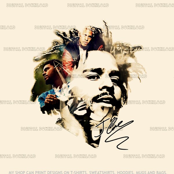 J. COLE png, J. COLE T-Shirt Design. PNG Digital Instant Download 300 Dpi. Rapper, Hiphop, Retro, 90s Vintage, Bootleg Tee. Instant Download