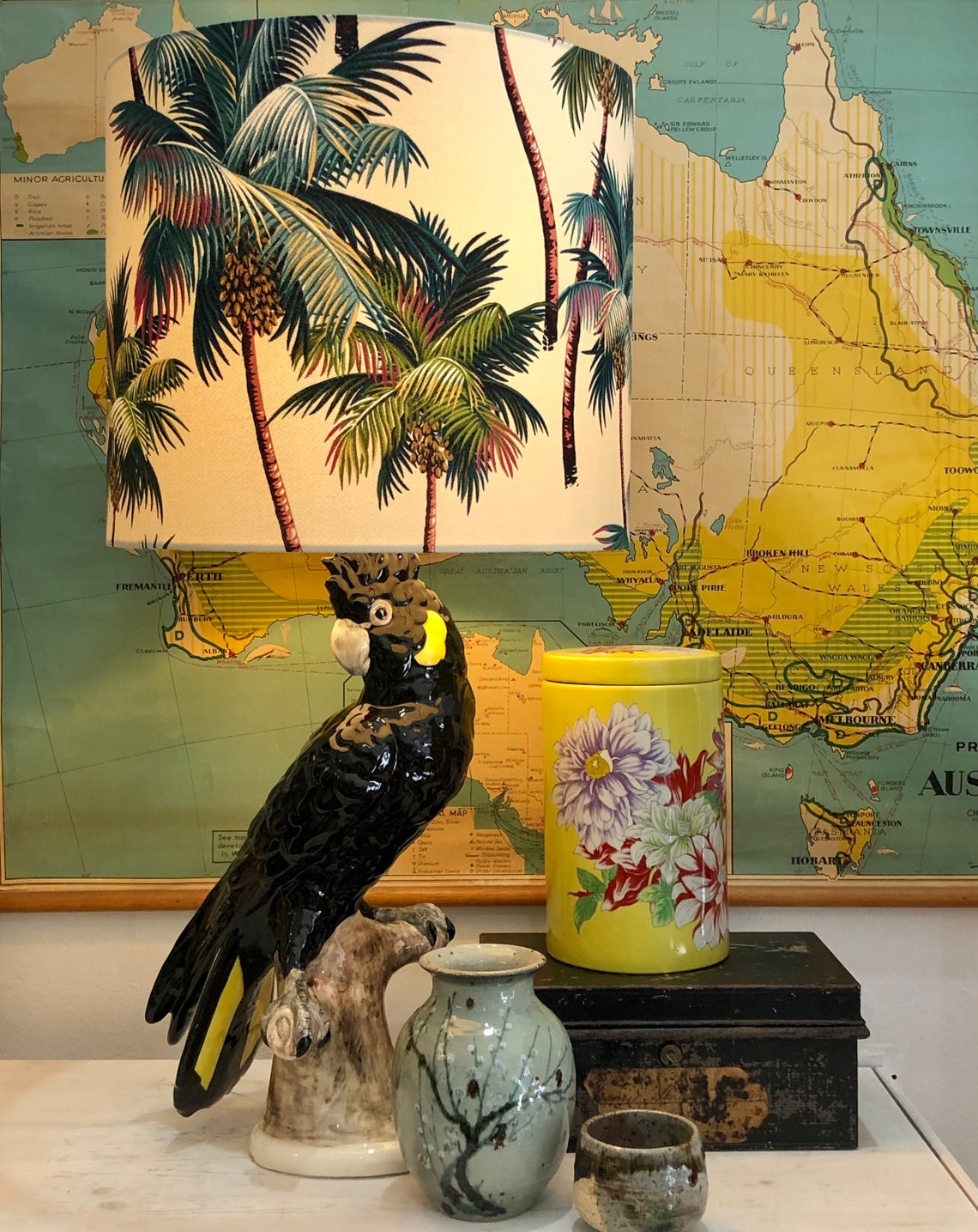 Yellow Tailed Black Cockatoo Table Lamp Etsy