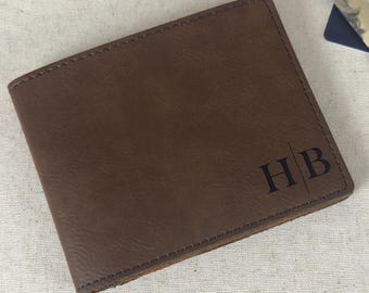 Gift for Him Personalized Wallet – Custom Initials Leather Bifold Wallet for Husband, Dad, Boyfriend, Groomsmen or Graduation Gift