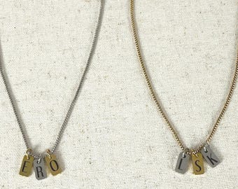 Personalized Initial Necklace, Mixed Metal Gold & Silver Charm Necklace
