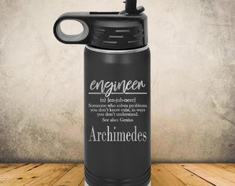 Borraccia personalizzata per ingegneri, 20 oz o 32 oz, in acciaio inossidabile, con incisione laser, tazza termica da viaggio personalizzata per ingegneri.