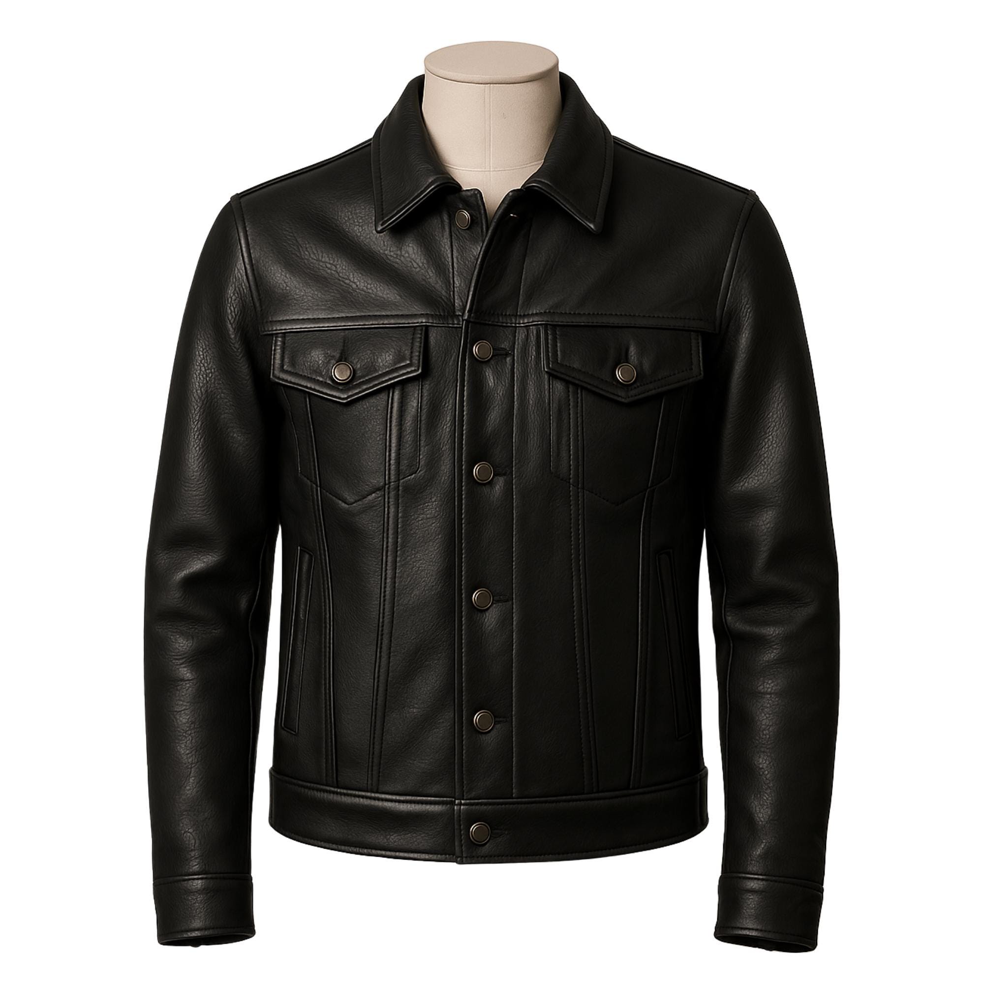 ジャケット・アウター A LEATHER TRUCKER JACKET SIZE56 OVY Handmade Cowhide Leather Trucker Jacket: Classic Black or Brown - Etsy