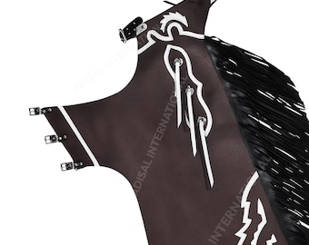 Bull Riding Chaps – Pro Rodeo Leather Gear with Fringe – Western Cowboy Style