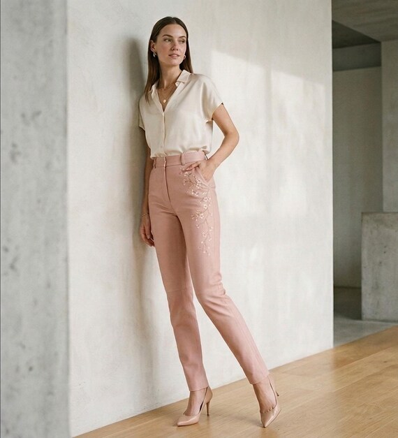 blush pink dress pants Blush pink stretch dress pants for women | Petite & Tall
