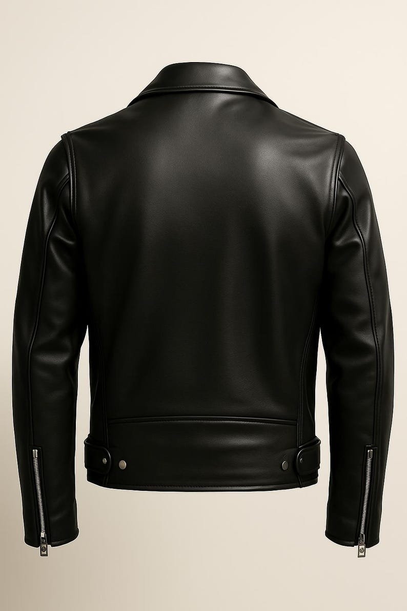 Pu&ograve; includere: Giacca in pelle nera dal design classico. Presenta colletto a revers, maniche con zip e dettaglio cintura in vita. La giacca ha un aspetto liscio ed elegante, adatta a vari stili.
