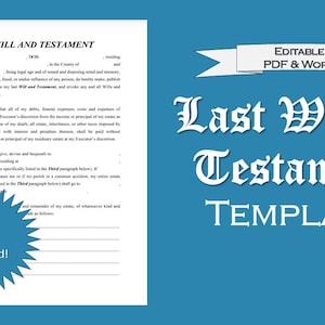 EDITABLE Last Will and Testament Template | Instant Download