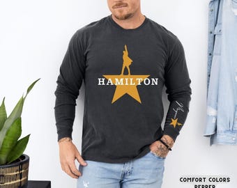 Personalized Hamilton Musical Long Sleeve – Name on Sleeve Hoodie | Broadway Theatre Merch - Broadway Gifts