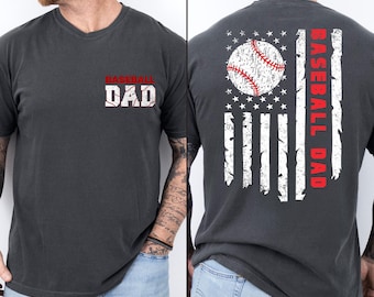 Baseball Dad Shirt, Baseball Dad Gift, Vintage American Flag Baseball Tee, Fathers Day Gift for Dad, Sports Dad Apparel, Game Day Dad Tee
