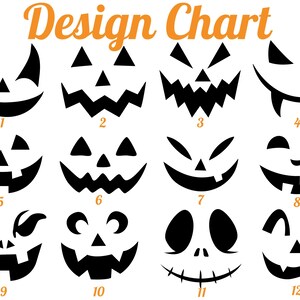 a collection of Halloween-themed jack-o-lantern faces, each with a unique design and expression.