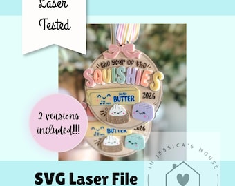 Fichier numérique, SVG, téléchargement instantané, décoration squishy, ​​année des squishies, chasse aux squishies, 2026, boulette, beurre, Noël