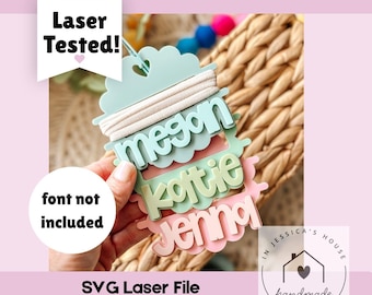 Digital File, SVG, Hair tie Keychain, Hair Tie Holder, Hair Elastic Organizer, Scalloped, Instant Download