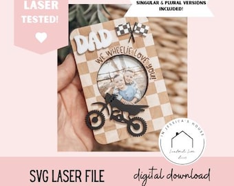 Archivo digital, SVG, descarga instantánea, Día del Padre, marco de fotos, Wheelie Love You, moto de cross, regalo para papá