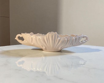 Cuenco de consola rosa Jeannette Glass Shell vintage
