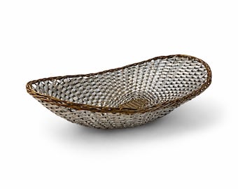 19th Century French Woven Basket with Brass Trim | Antique French Country Decor | Vintage Centerpiece | European Cottage Style Accent