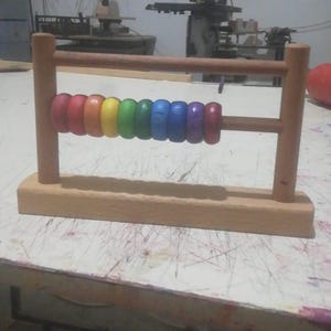 Montessori Wooden Abacus: Rainbow Beads, Math Learning Toy