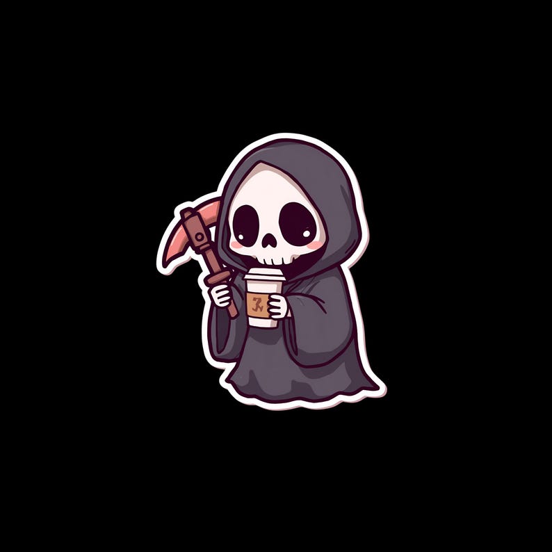 Halloween Kawaii Clipart Bundle | 10 PNG Stickers | Cute Reaper, Ghost ...