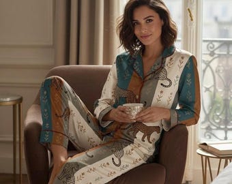 Handcrafted Cotton Pajama Set | Leopard Print Loungewear