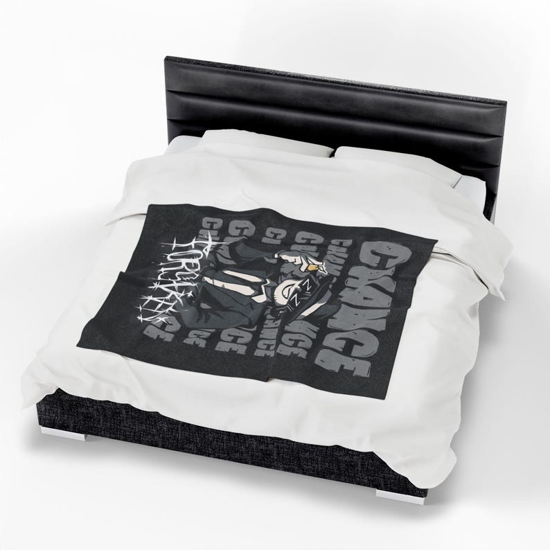 Chance inspired forsaken, skin blox game, Velveteen Plush Blanket with Trendy Graphic Design Decor, Gift for xma, Comfortable image 5
