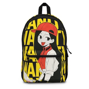 Vanity inspired forsaken Backpack butcher, game blox, Design Playful Anime Girl Backpack for school or travel Bold Yellow personalizade