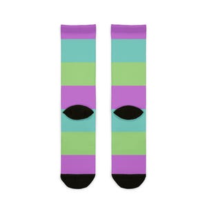 Cosmo inspired Dandy's World skin Vibrant Crew Socks, Socks, Stylish Sublimation Socks for cosplay, halloween Gift for Friends image 4