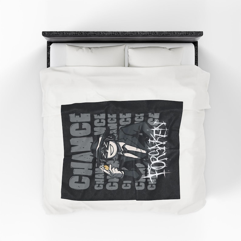 Chance inspired forsaken, skin blox game, Velveteen Plush Blanket with Trendy Graphic Design Decor, Gift for xma, Comfortable image 8