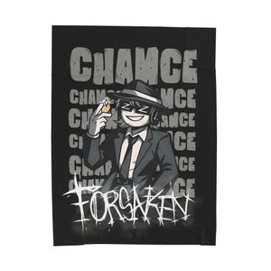 Chance inspired forsaken, skin blox game, Velveteen Plush Blanket with Trendy Graphic Design Decor, Gift for xma, Comfortable image 3