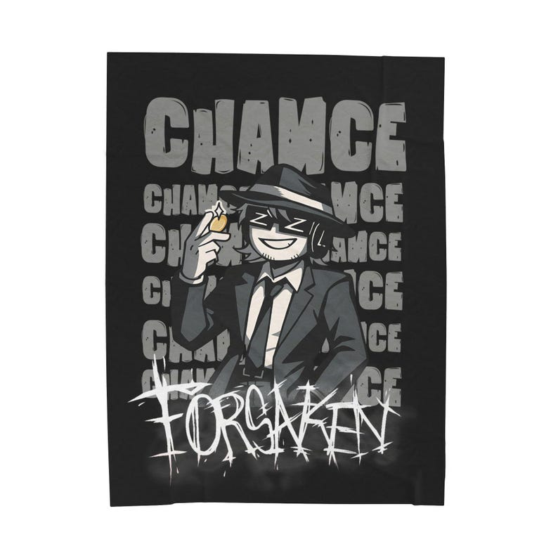 Chance inspired forsaken, skin blox game, Velveteen Plush Blanket with Trendy Graphic Design Decor, Gift for xma, Comfortable image 3
