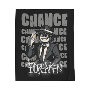 Chance inspired forsaken, skin blox game, Velveteen Plush Blanket with Trendy Graphic Design Decor, Gift for xma, Comfortable image 2
