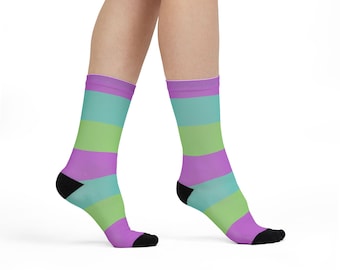 Cosmo inspired Dandy skin Vibrant Crew Socks, Socks, Stylish Sublimation Socks for cosplay, halloween Gift for Friends