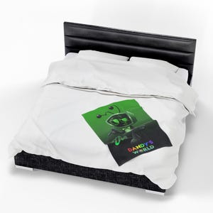 Vee dandys inspired skin Dandy s World green Vibrant, tv robot cartoon for kids Velveteen Plush Blanket, Gift for XMAS image 18