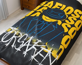 Mafioso inspired skin coolkidd forsaken, roblox game, Forsaken world, gift for gamers Velveteen Plush Blanket, Decor room for winter.