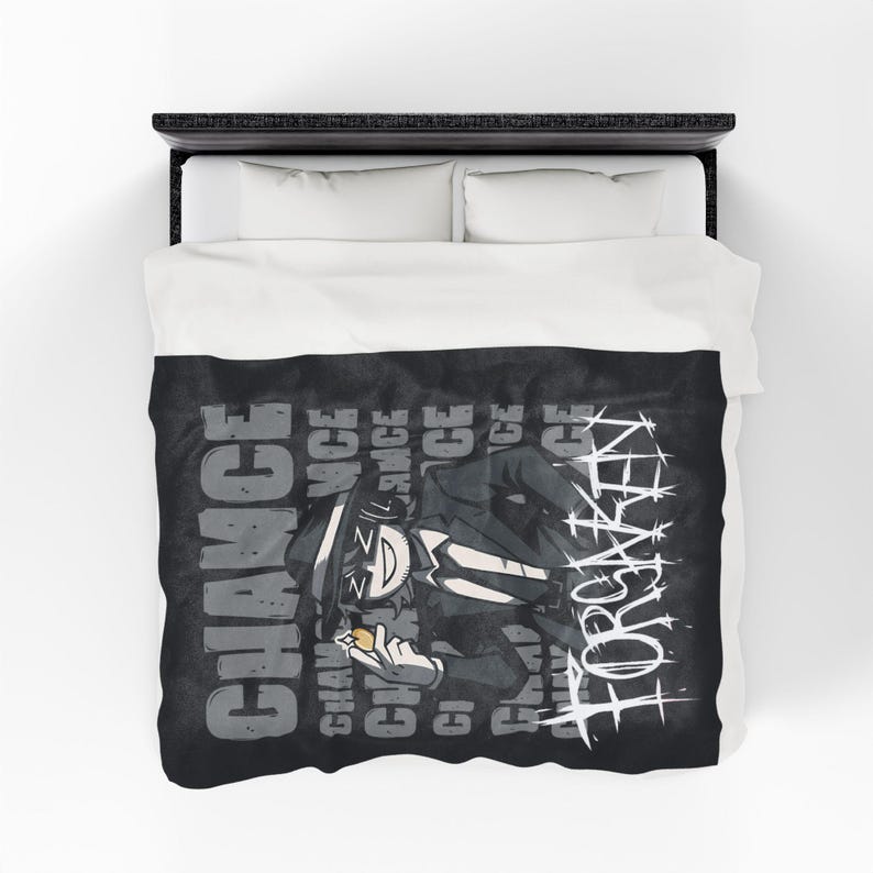 Chance inspired forsaken, skin blox game, Velveteen Plush Blanket with Trendy Graphic Design Decor, Gift for xma, Comfortable image 9