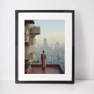 Retro Futuristic Cityscape Print | Brutalist Urban Wall Art | Minimalist Sci Fi Poster Cinematic Photography