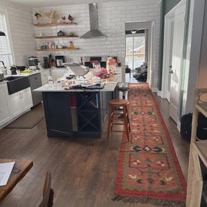 Tappeto Kilim - Vintage rosso, intrecciato a mano per corridoio e scale, geometrico, in juta e lana, tessitura piatta, per ingresso, bagno, cucina, per interni ed esterni. immagine 4