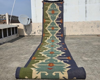 Handgewebter Kelim Läufer - Vintage Treppenläufer, Handgefertigter Jute Läufer Für Outdoor - Indoor Treppe, Flur Eingang Küche Juteteppich