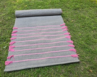 Organic Herbal Cotton Yoga Mat – Ecofriendly, Handwoven, Anti-Slip Exercise & Meditation Mat 2x6 Ft Travel-Friendly