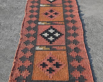Tappeto Kilim intrecciato a mano - Tappeti rustici vintage fatti a mano in lana stile sud-occidentale per scale, corridoi, ingressi, cucine, iuta, decorazioni per la casa, esterni