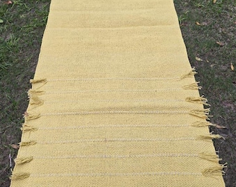 Tappetino yoga in cotone biologico giallo – Tappetino per esercizi in erbe intrecciate a mano
